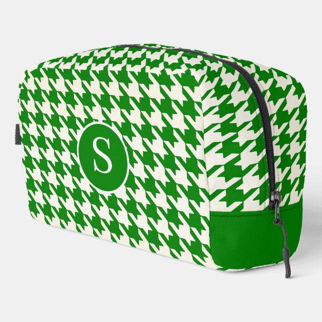 Sac de toilette Houndstooth Lime Green & White (Coin droit)