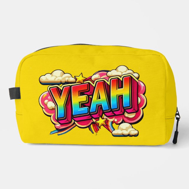 Sac de toilette jaune YEAH. (Recto)