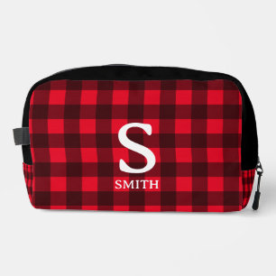 Sac de toilette motif à bison rouge plaid