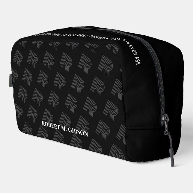 Sac de toilette Motif initial noir pour hommes/pèr (Coin droit)