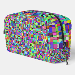 Sac de toilette multicolore à motifs carrés abstra