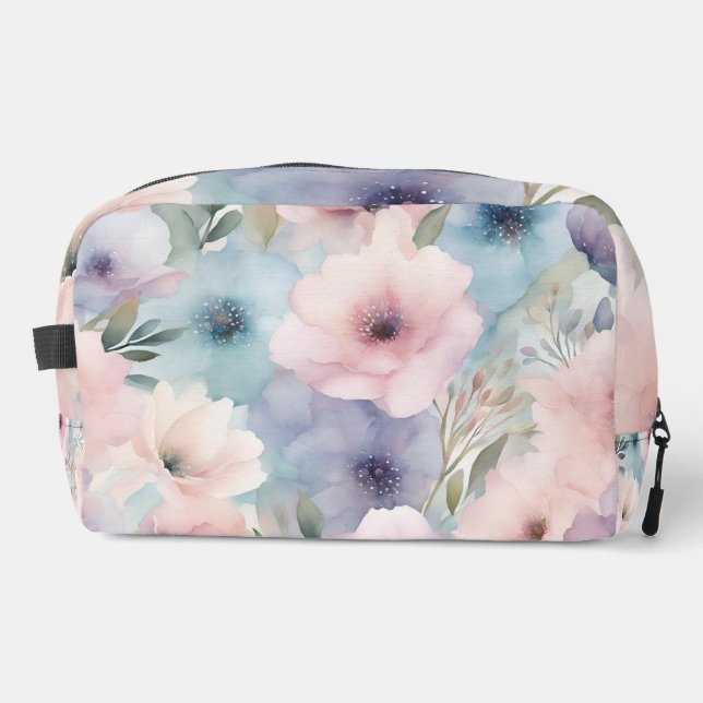 Sac de toilette Pastel Roses rose violet bleu (Recto)
