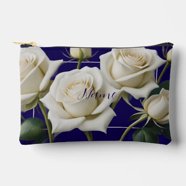 Sac de toilette personnalisé - Rose blanche (Recto)