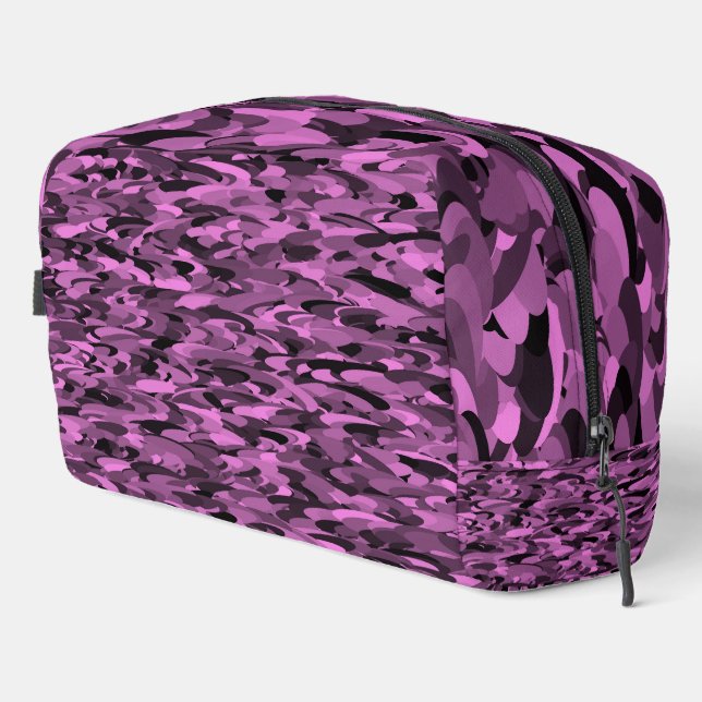 Sac de toilette violet noir à motif abstrait (Coin droit)