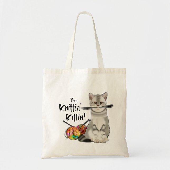 Sac de Tricot de chat coton fourre-tout avec poign (Devant)