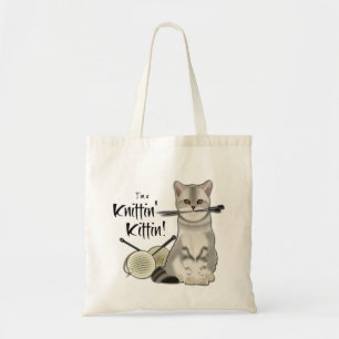 Sac de Tricot de chat coton fourre-tout avec poign