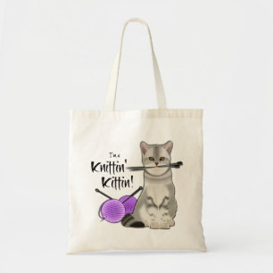 Sac de Tricot de chat coton fourre-tout avec poign