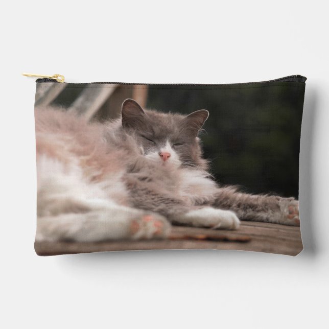 Sac de voyage cosmétique pour chat gris doux (Recto)