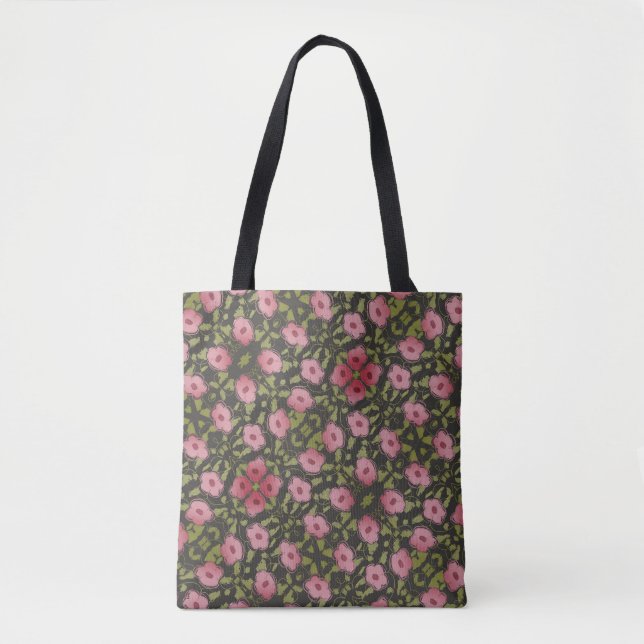 Sac de voyage fleuri rose (Devant)