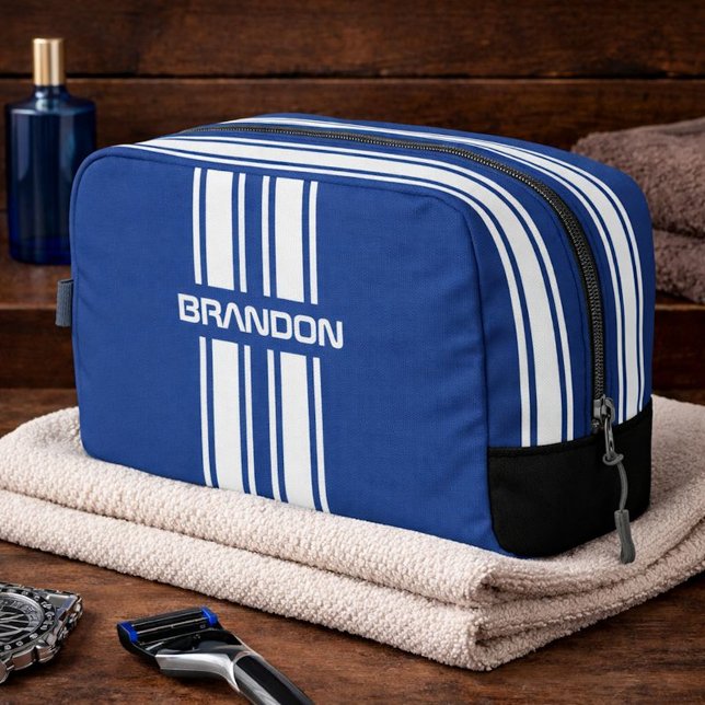 Sac de voyage personnalisé à rayures de course ble (Créateur téléchargé)