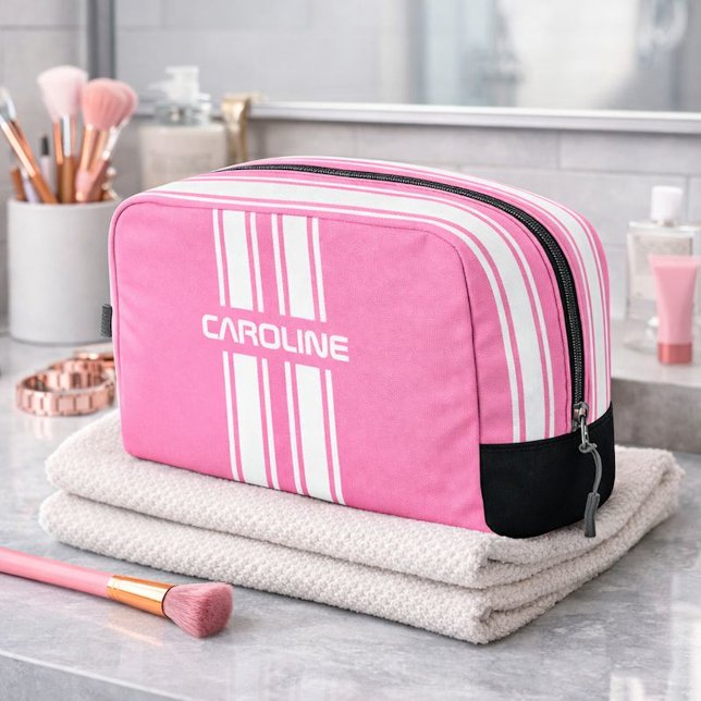 Sac de voyage personnalisé rayure de course rose e (Créateur téléchargé)