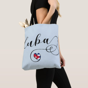 Sac d'épicerie de coeur du Cuba, drapeau cubain