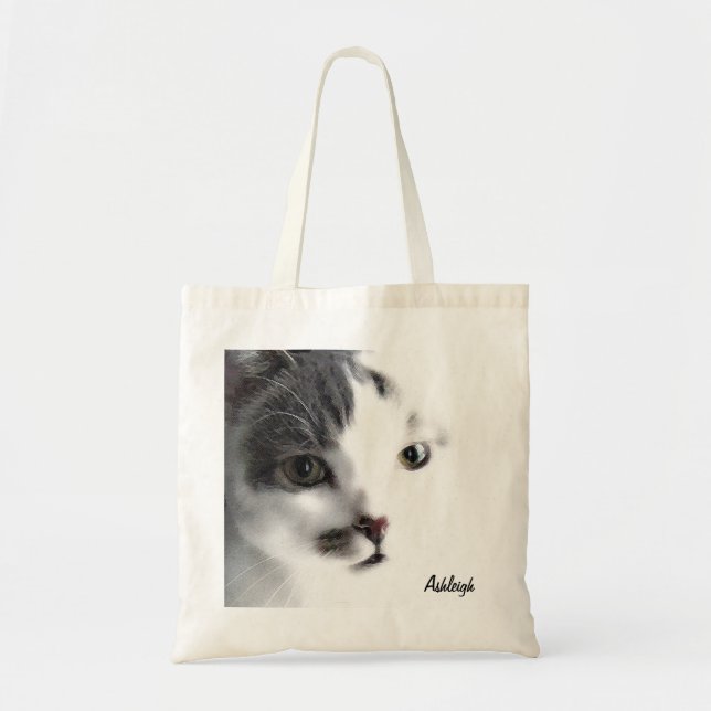 Sac d'épicerie gros-plan pour visage de chat perso (Devant)