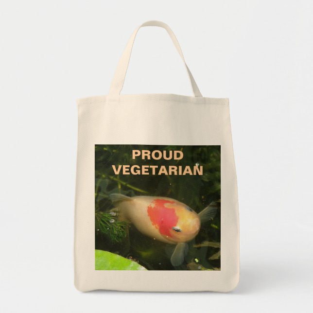 Sac d'épicerie végétarien Fière de poisson d'or (Devant)