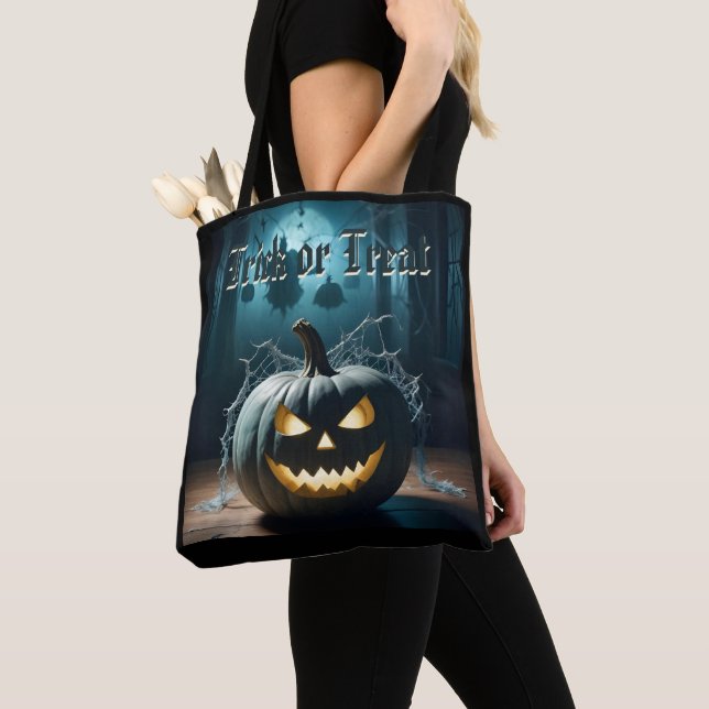 Sac D'Halloween Citrouille Turquoise (De près)