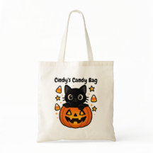 Sac d'Halloween en chat noir mignon