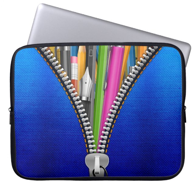 Sac d'ordinateur portable Denim avec Zipper Graphi (Devant)