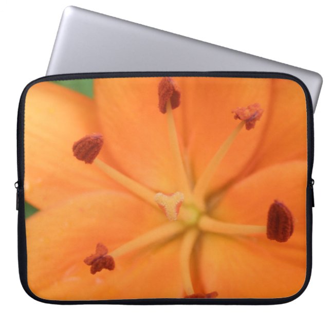 Sac d'ordinateur portable Orange Lily Floral (Devant)