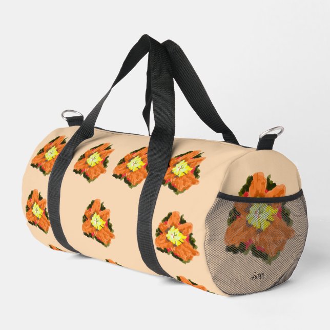 Sac Duffel : Fleur Jaune Orange (Coin droit)