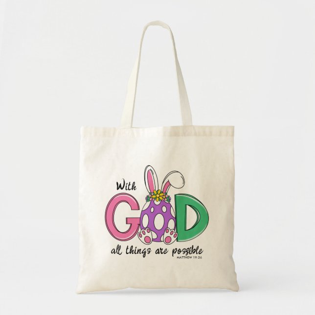 Sac Easter Tote Avec Dieu Tout Est Possible (Devant)