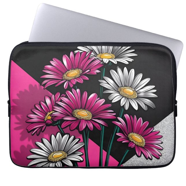 Sac électronique à marguerites roses et blanches (Devant)