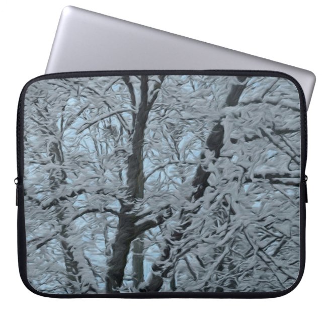 Sac électronique Big Tree en neige et ciel bleu (Devant)