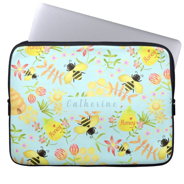 Sac électronique bleu d'abeille de miel (Devant)