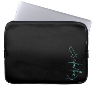 Sac Électronique de Nom de Script Noir et Menthe