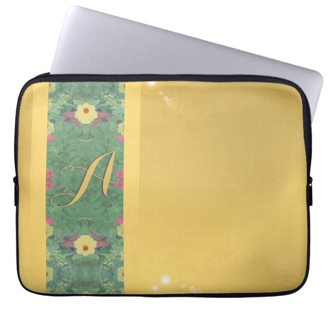 Sac électronique monogramme en laiton floral (Devant)