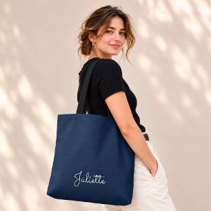 Sac élégant marine avec nom personnalisé en écritu