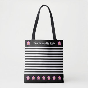 Sac élégant rayé noir et blanc
