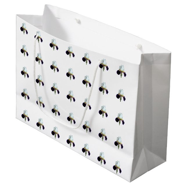 Sac en cadeau à motif d'iris violet et blanc (Devant Angle)
