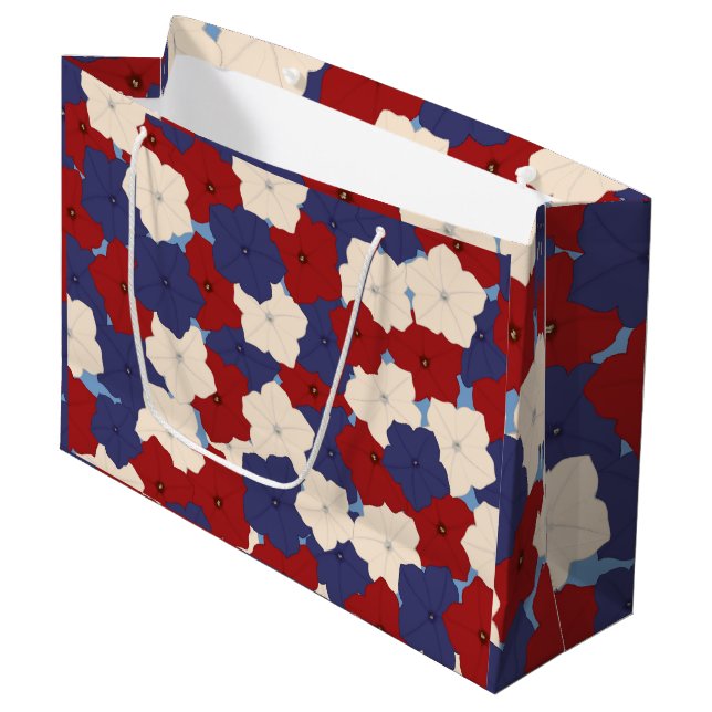 Sac en cadeau grand format Fleurs patriotiques de  (Devant Angle)