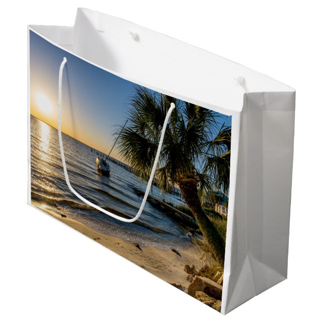 Sac en cadeau grand palmier penché Floride Coucher (Devant Angle)