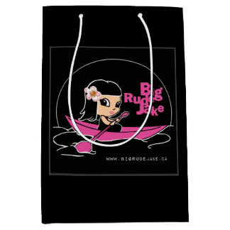 Sac en cadeau moyen avec logo de canoë rose BRJ