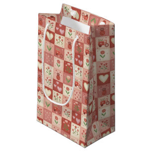 Sac en papier à motif patchwork sucré dessiné à la