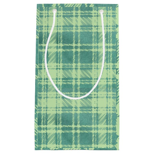 Sac en papier cadeau à carreaux verts (Devant)