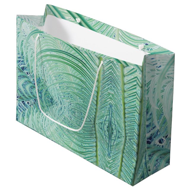 Sac en papier cadeau à motif de feuille de palmier (Devant Angle)
