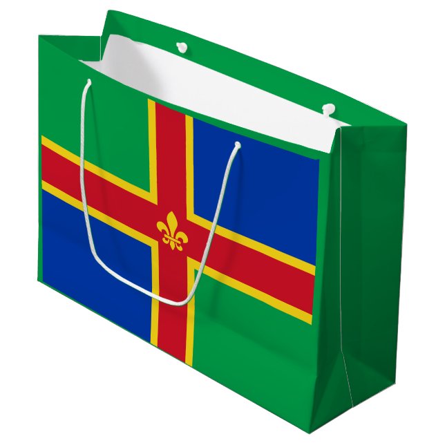 Sac en papier cadeau grand format avec drapeau du  (Devant Angle)
