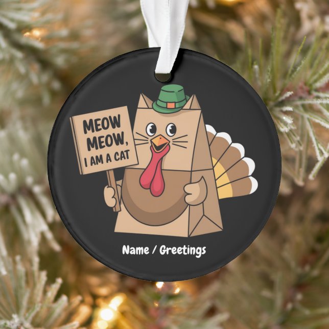 Sac en papier dinde Miaou Funny Thanksgiving Chat  (Arbre)