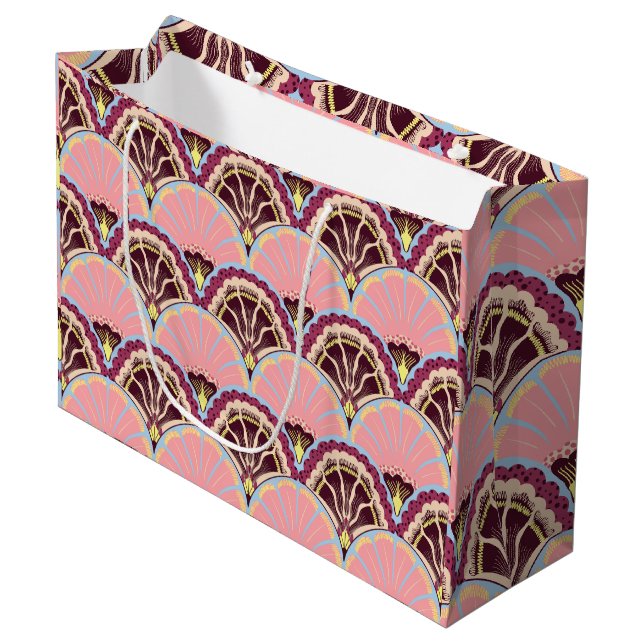 Sac en papier rose à coquilles (Devant Angle)