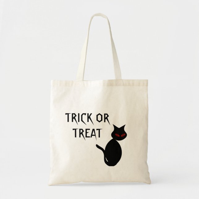 Sac en toile de chat noir ou sac de traitement (Devant)