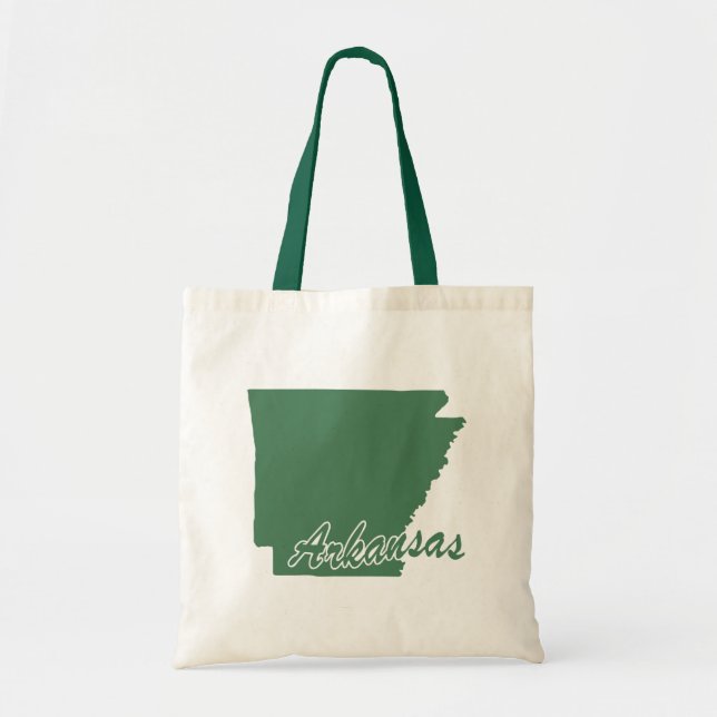 Sac en toile de forme de l'État de l'Arkansas vert (Devant)