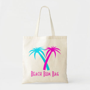 Sac en toile de palmiers roses et aquamarines