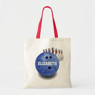 Sac fait sur commande de boule de bowling bleu