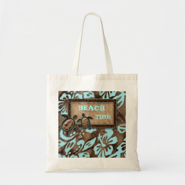 Sac floral de plage de tortue de ketmie mignonne (Devant)