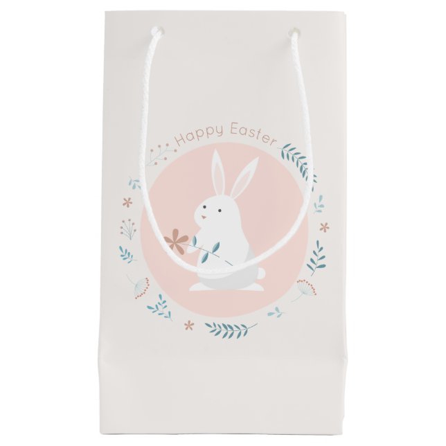 Sac floral simple de cadeau du lapin de Pâques | (Devant)