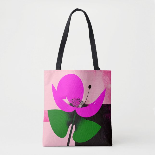 Sac fourre à fleurs roses et feuilles vertes (Devant)