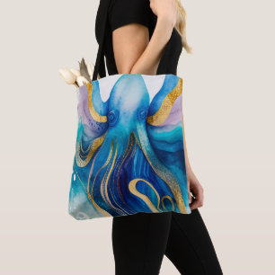Sac fourre bleu turquoise or poulpe