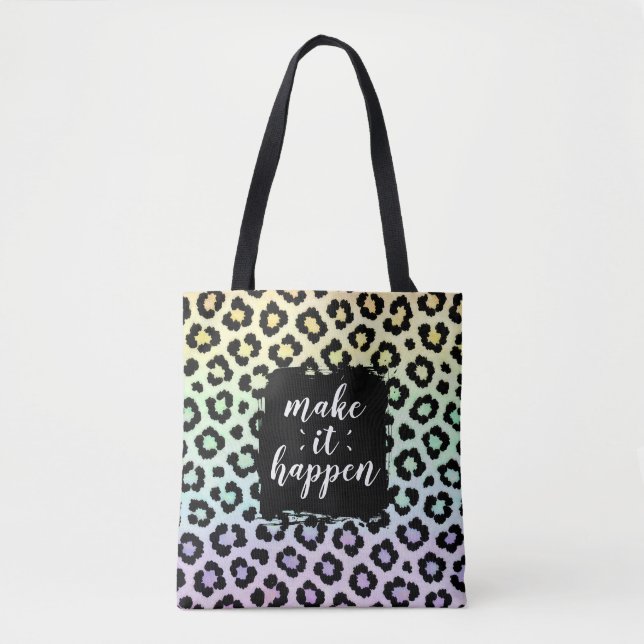 Sac fourre imprimé léopard pastel «Make It Happen» (Devant)